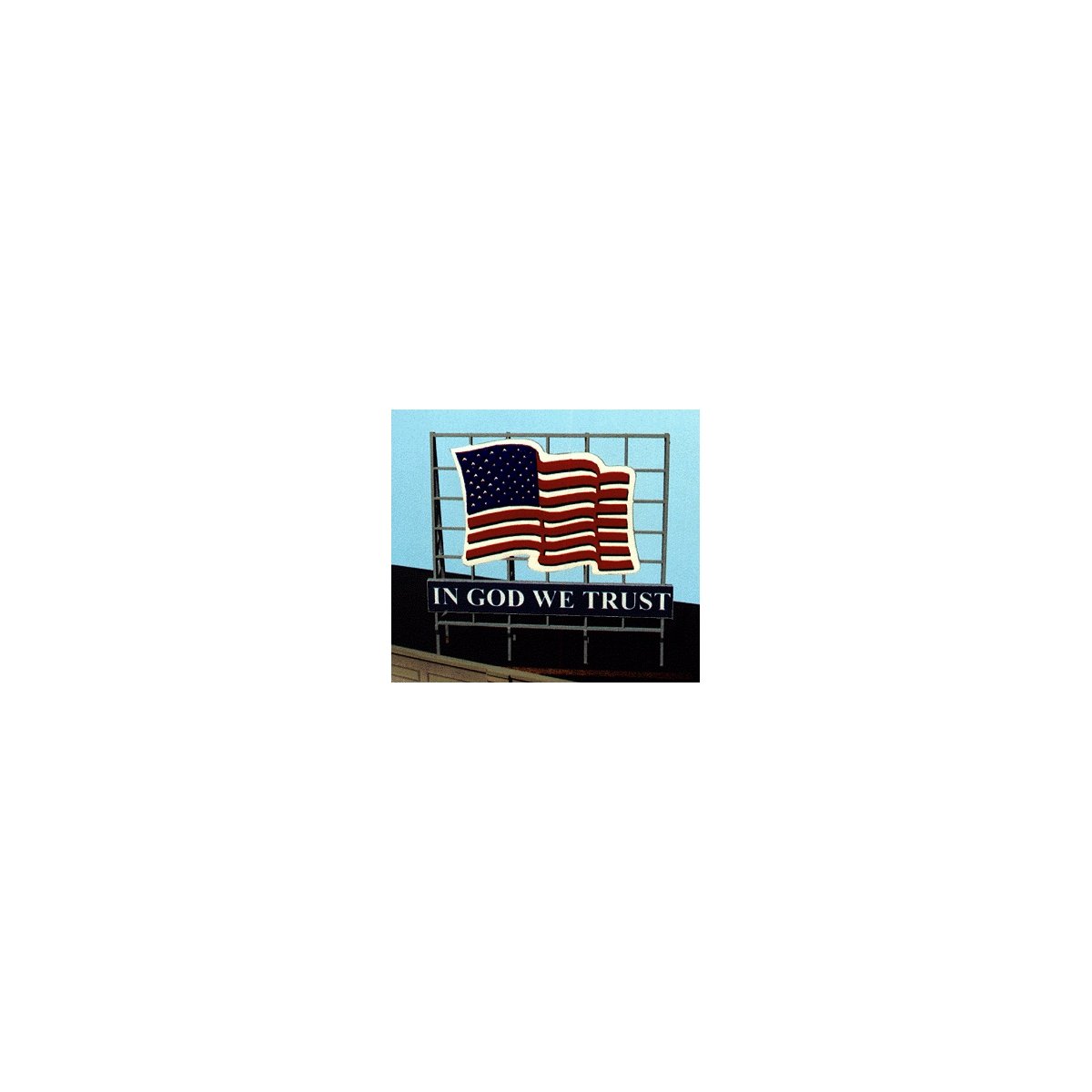 Laser-Cut Wood Billboards - Small for Z, N & HO -- Patriotic US Flag - Includes 4 Slogans, All Scales, Blair Line 1520