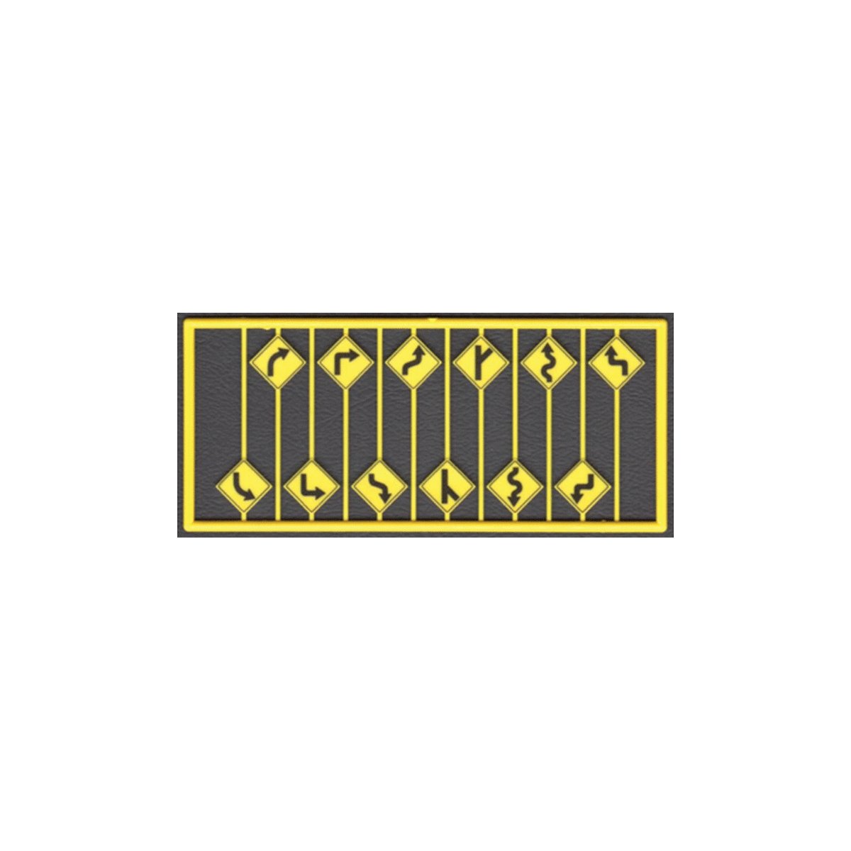 Highway Road Path (Arrow) Warning Signs -- Yellow w/Black Print 12 Pieces, 2 Each of 6 Warnings, HO, Tichy Train Group 8254
