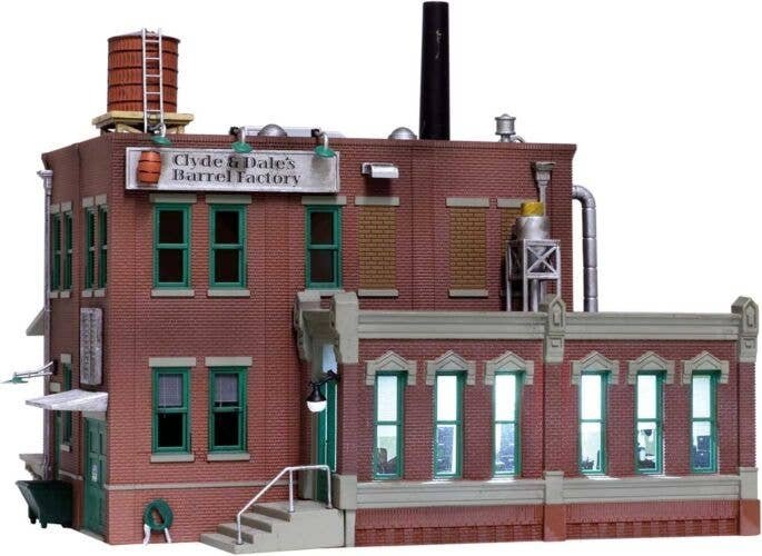 Clyde & Dale`s Barrel Factory - Built-&-Ready Landmark Structures(R) -- Assembled - 6-5/8 x 5-11/16` 16.8 x 14.4cm, HO, Woodlan