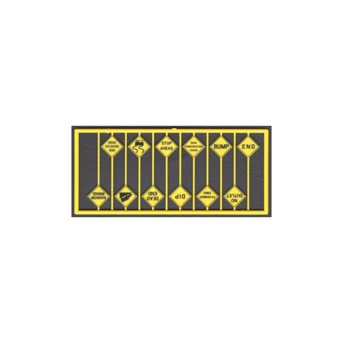 Highway Written Warning Signs -- Yellow w/Black Print 12 Different Signs, HO, Tichy Train Group 8256