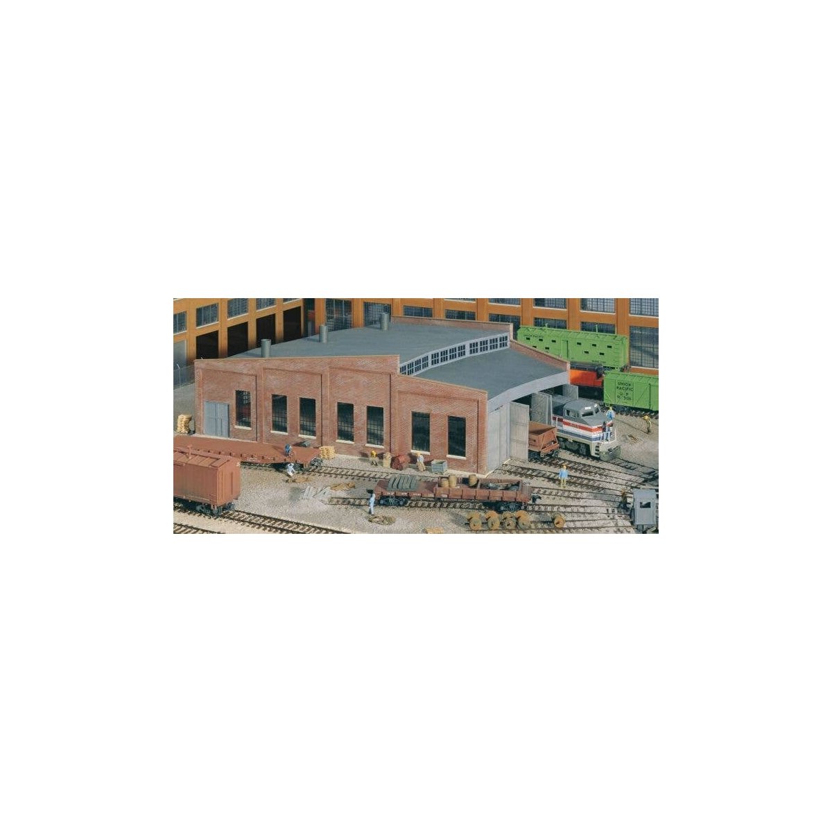 Three-Stall Roundhouse -- Kit - 14 x 14-1/4 x 4-11/16′ 35.6 x 36.2 x 11.9cm, HO, Walthers Cornerstone 3041