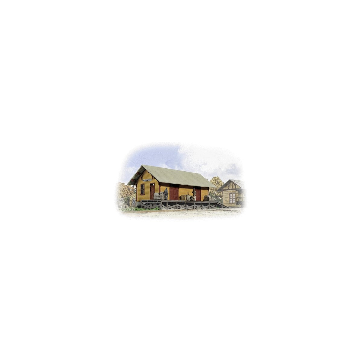 Golden Valley Freight House -- Kit - 8-3/8 x 3-3/8 x 3-1/4′ 20.9 x 8.4 x 8.1cm, HO, Walthers Cornerstone 3533