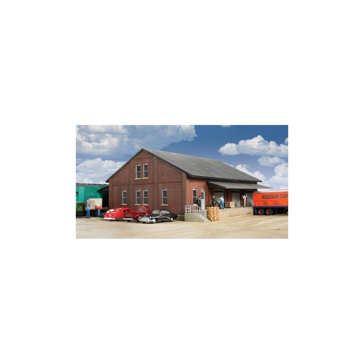 Brick Freight House -- Kit - 9-3/4 x 9-3/8 x 4-3/8′ 24.8 x 23.8 x 11.1cm, HO, Walthers Cornerstone 2954