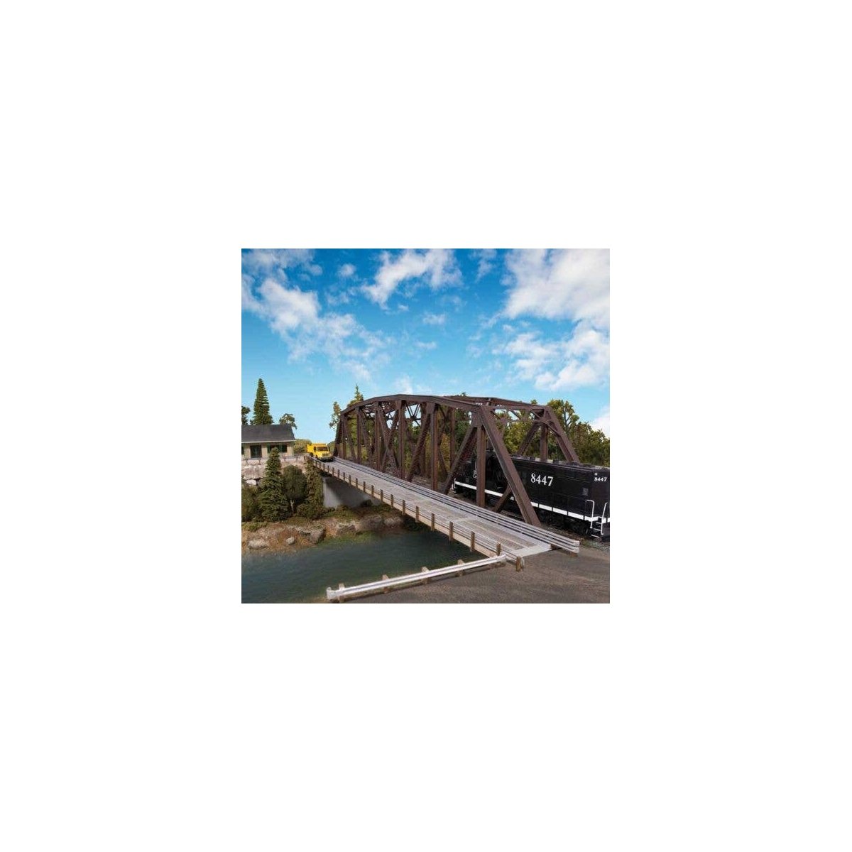 Truss Railroad Bridge with Roadway -- Kit, HO, Walthers Cornerstone 4523