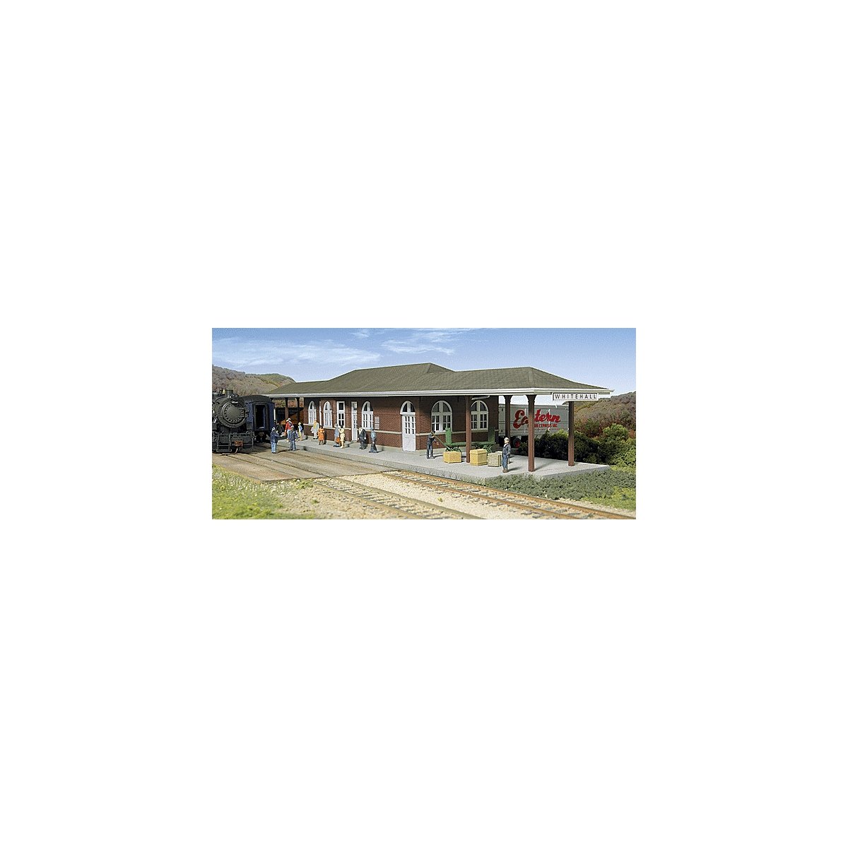 Whitehall Station - Kit -- 18-1/2 x 5-1/2 x 3-3/16′ 46.9 x 13.9 x 8cm, HO, Walthers Cornerstone 2932
