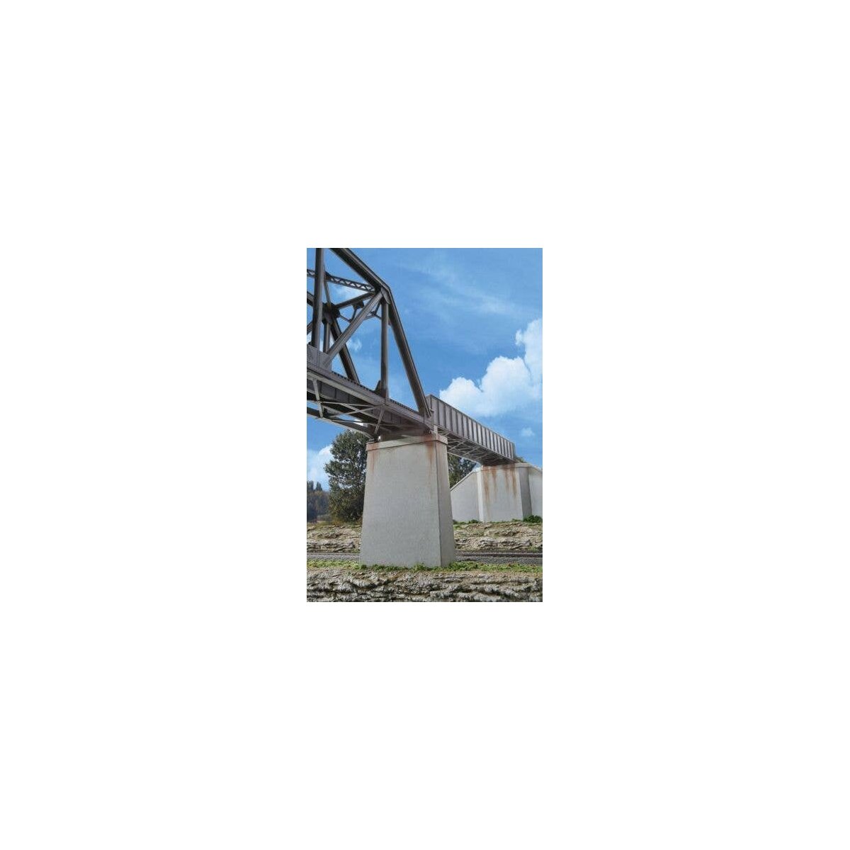 Single-Track Railroad Bridge Concrete Piers pkg(2) -- Kit - 5-1/8 x 1-1/8 x 3-3/4′ 13 x 2.8, HO, Walthers Cornerstone 4550