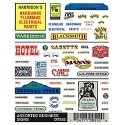 Dry Transfer Signs -- Assorted Businesses, HO, Woodland Scenics 552
