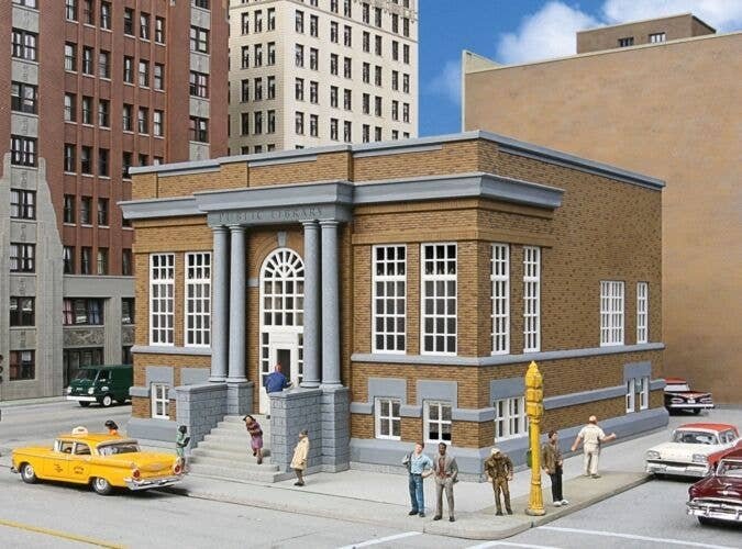 Public Library -- Kit - 8-1/2 x 6-1/2 x 4-3/4′ 21.5 x 16.5 x 12cm, HO, Walthers Cornerstone 3493