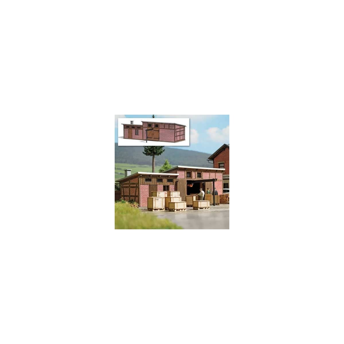 Old Shed -- Laser-Cut Wood & Card Kit - 5-15/16 x 2-3/16 x 1-7/8′ 15 x 5.5 x 4.7cm, HO, Busch Gmbh & Co Kg 1905