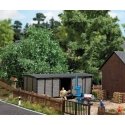Wooden Shed -- Laser-Cut Wood Kit - 3-3/8 x 1-7/16 x 1-1/4′ 8.6 x 3.6 x 3.1cm, HO, Busch Gmbh & Co Kg 1986