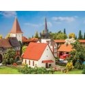 Church w/Pointed Roof -- Kit - 5 x 4-1/2 x 6-11/16′ 12.8 x 11.5 x 17cm, N, Faller Gmbh 232314