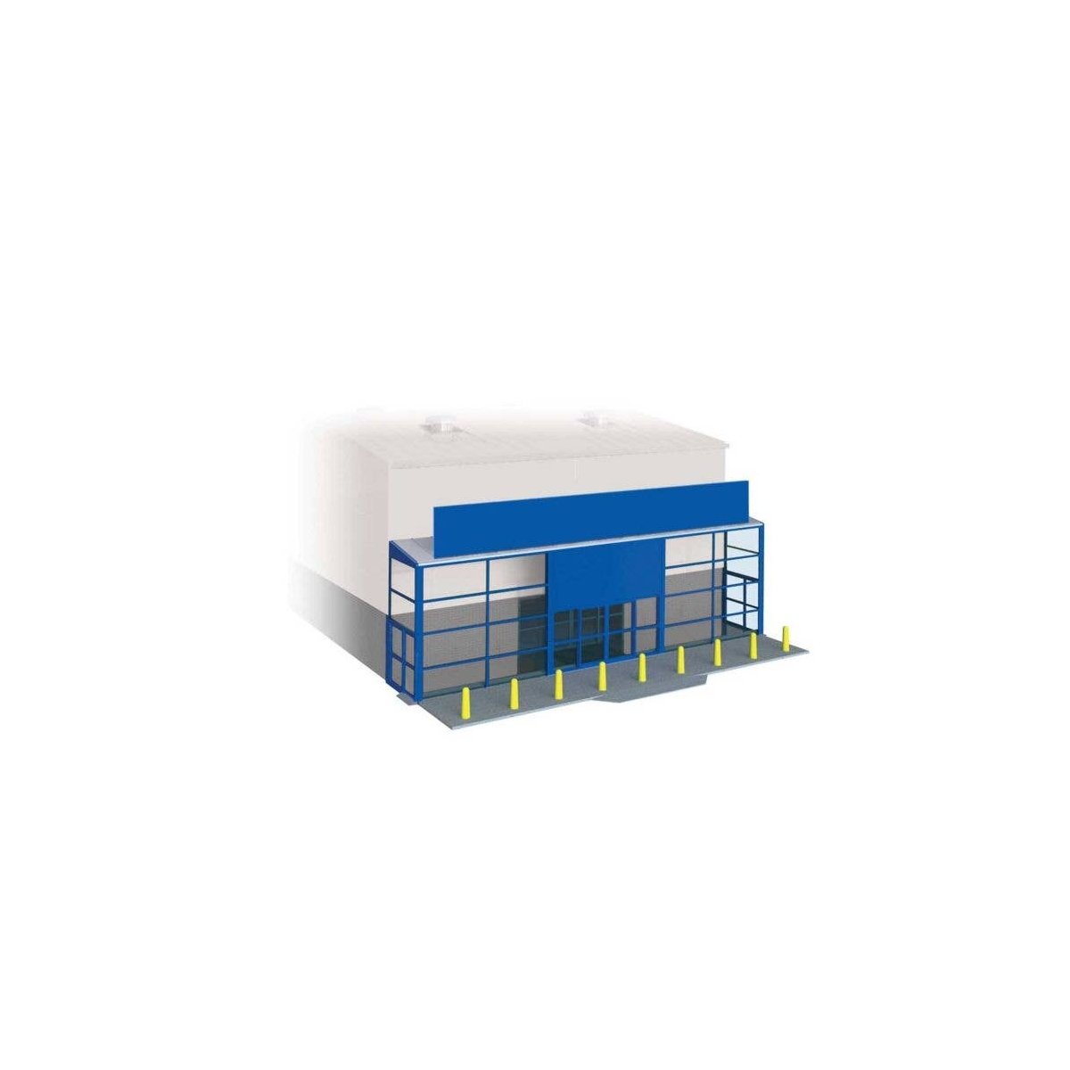 Supermarket Facade/Front Entrance - Wills -- Fits Concrete Industrial/Retail Building Made Using 552-SSM30, HO, Peco SSM310