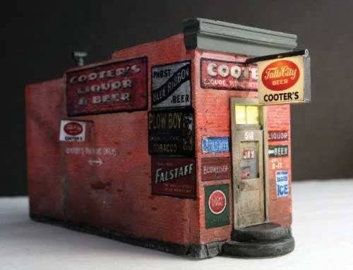 Cooter′s Liquor -- Cast-Hydrocal Kit, HO, Downtown Deco 1084