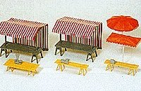 Market Stalls & Sunshades, HO, Preiser Kg 17500