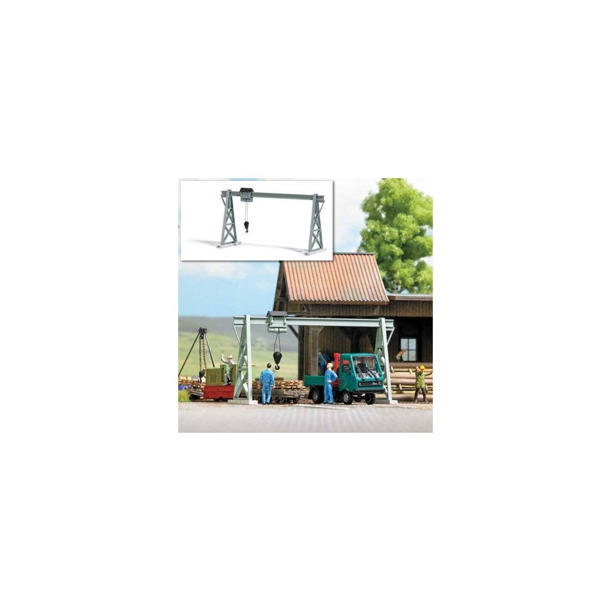 Gantry Crane -- Kit - 3-11/16 x 1-/16 x 1-15/16′ 9.4 x 3 x 4.9cm, HO, Busch Gmbh & Co Kg 12375