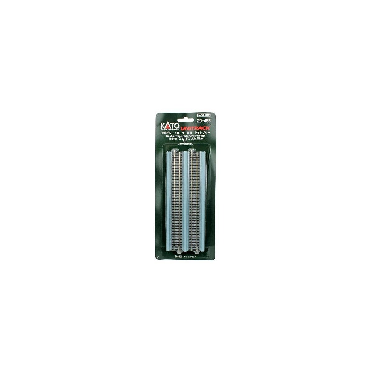 Double-Track Plate Girder Bridge -- 7-13/32′ 186mm (Light Blue), N, Kato USA Inc 20455