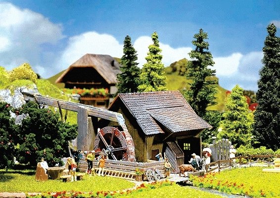 Watermill w/Pump -- 9-1/2 x 5-1/8′ 24 x 13cm, HO, Faller Gmbh 130225
