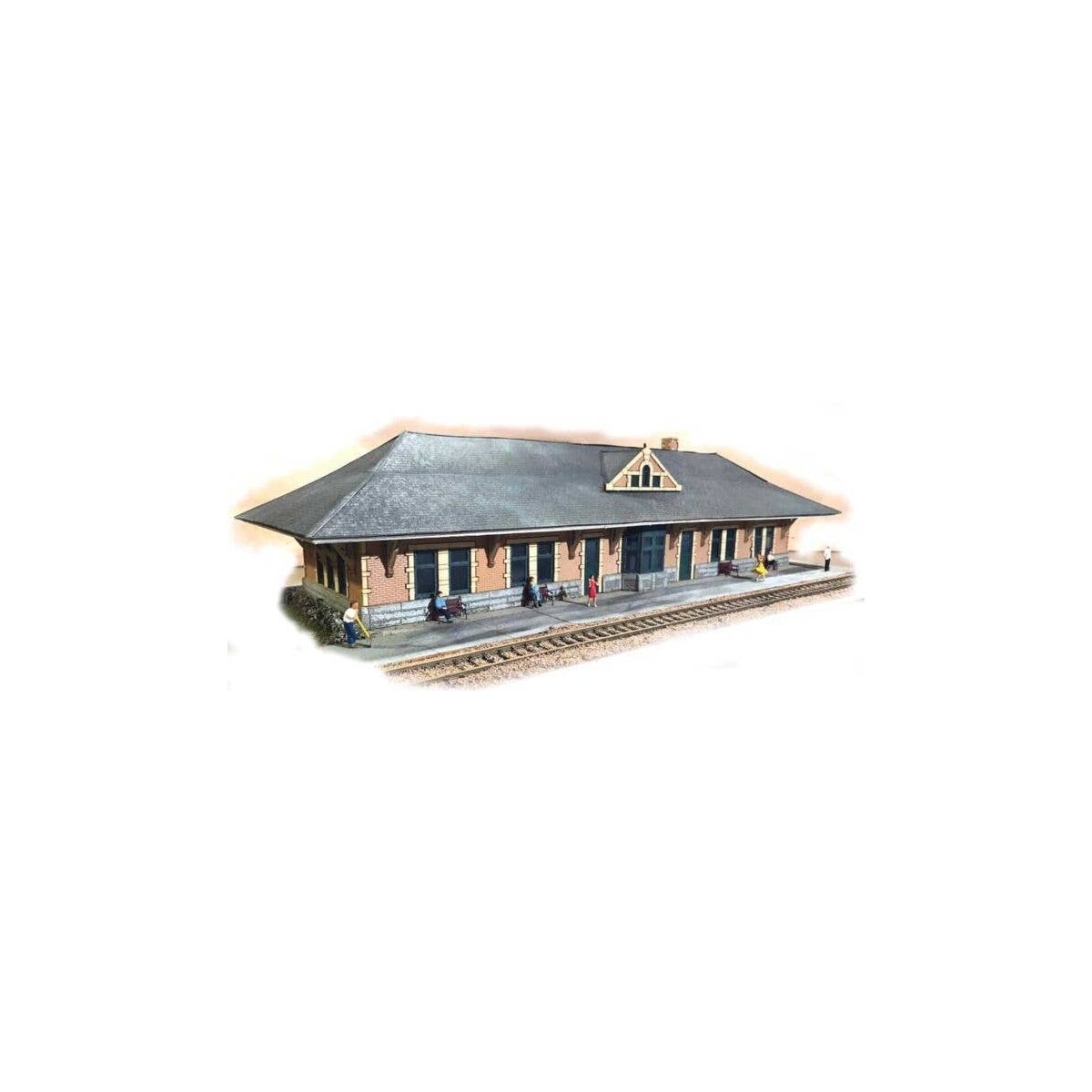 Lines West Station -- Laser-Cut Kit - 9-3/4 x 3-1/2 x 2-1/2′ 24.8 x 8.9 x 6.4cm, N, The N Scale Architect 10049