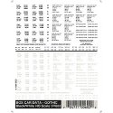 Dry Transfer Railroad Lettering Sets -- Railroad Gothic Freight Car Data (white, black), HO, Woodland Scenics 602