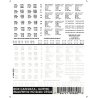 Dry Transfer Railroad Lettering Sets -- Railroad Gothic Freight Car Data (white, black), HO, Woodland Scenics 602
