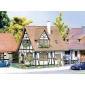 One-Family House w/Half-Timber Framing -- 4-5/8 x 3-13/16 x 4-5/8′ (11.5 x 9.5 x 11.5cm), HO, Faller Gmbh 130257