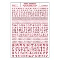 Dry Transfer Numbers - Railroad Roman - 1/16, 3/32, 1/8, 3/16, 1/4 & 5/16′ -- Red, ALL, Woodland Scenics 710