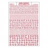 Dry Transfer Numbers - Railroad Roman - 1/16, 3/32, 1/8, 3/16, 1/4 & 5/16′ -- Red, ALL, Woodland Scenics 710