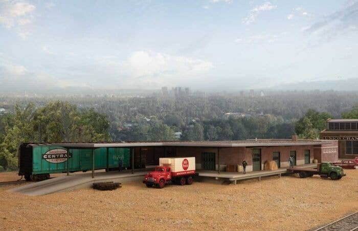 Mid-Century Modern Freight Station -- Kit - 27-3/4 x 8-1/2 x 2-3/4′ 70.5 x 21.5 x 6.9cm, HO, Walthers Cornerstone 4065