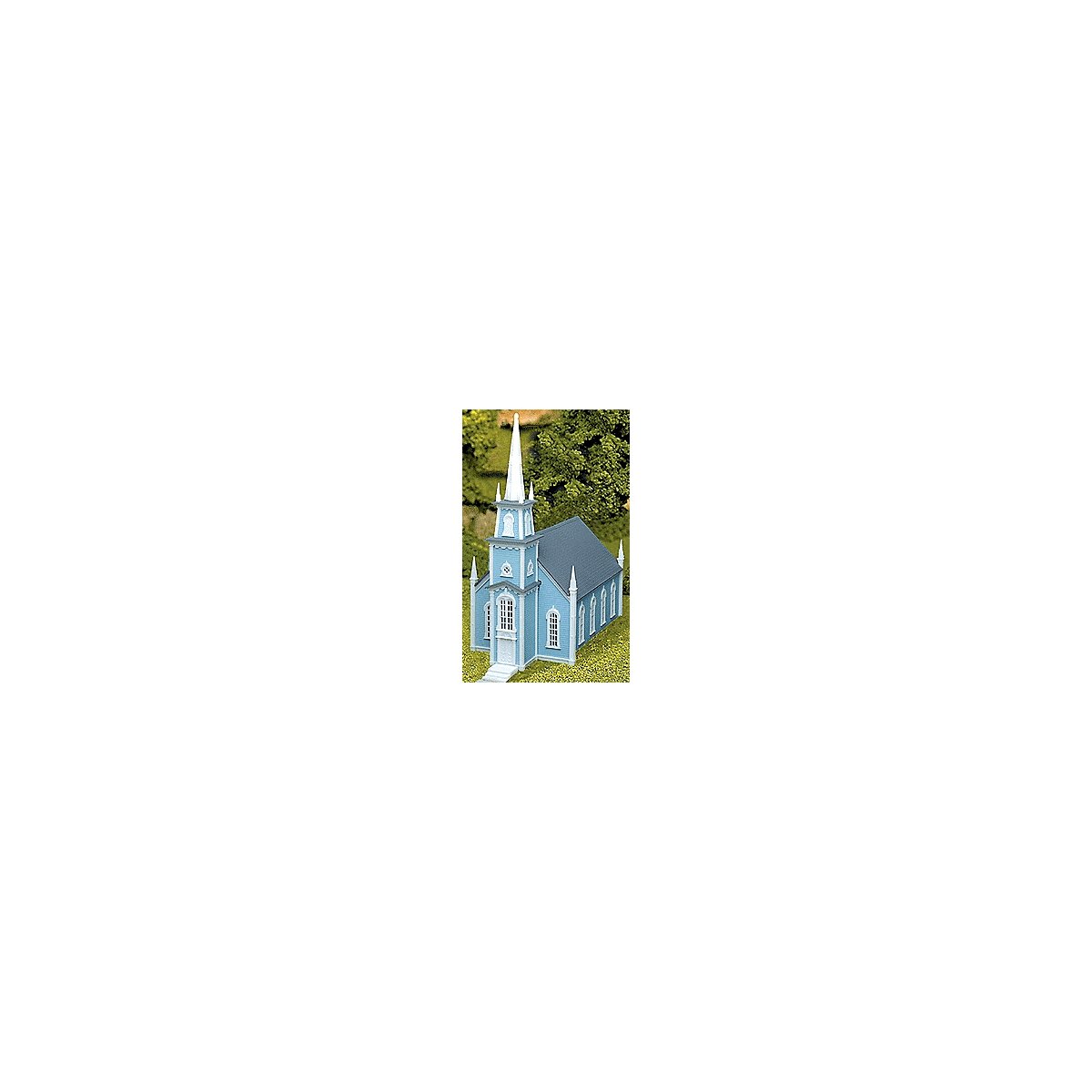 19th Century Church - Kit -- 9-1/2 x 4-3/4 x 10-3/4′ 23.8 x 11.9 x 26.9cm, HO, Atlas Model Railroad Co. 708