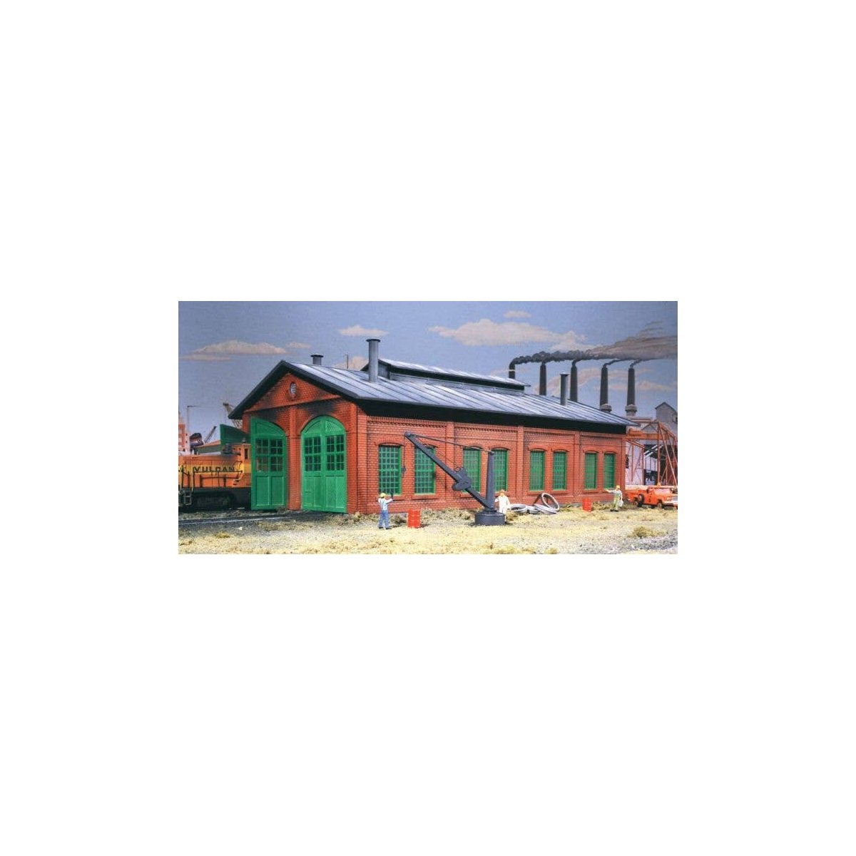 2-Stall Enginehouse -- Kit - 12-3/4 x 7 x 5-1/4′ 31.8 x 17.5 x 13.1cm - Holds Locos To 11-5, HO, Walthers Cornerstone 3007