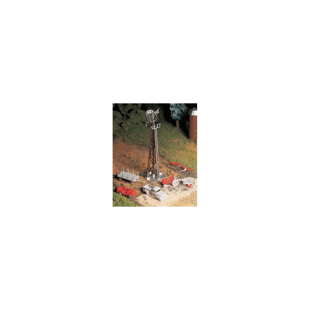 Plasticville U.S.A.(R) Classic Kits -- Windmill w/Farm Machinery, O, Bachmann Industries 45603