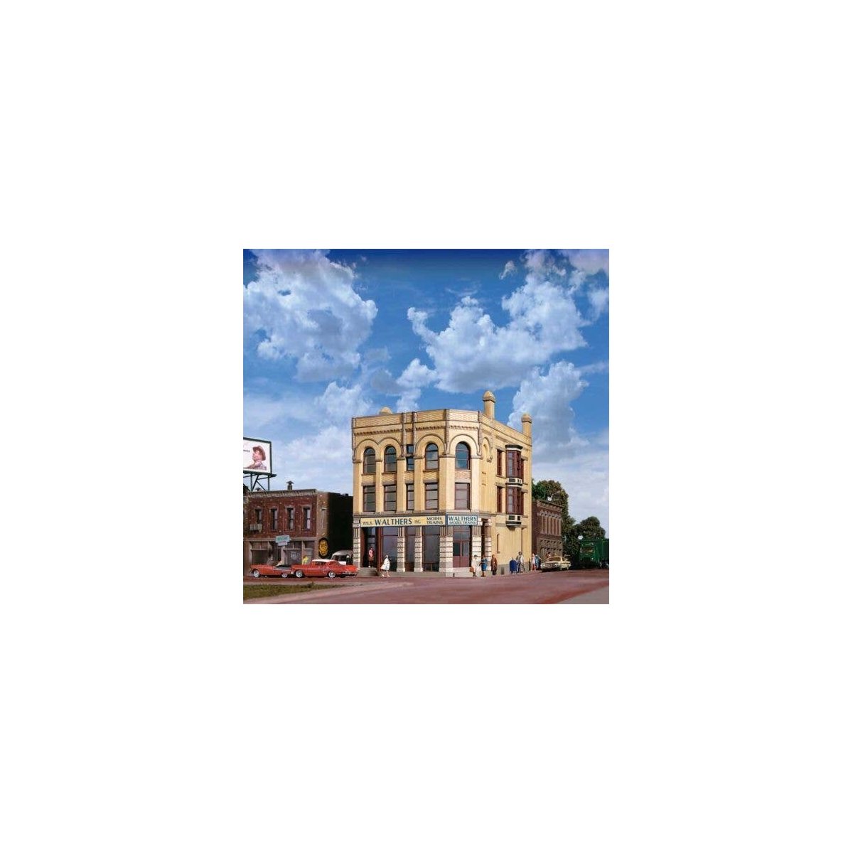 Walthers Water Street Building -- Kit - 7-3/4 x 4-3/4 x 7-1/8′ 19.4 x 11.9 x 17.8cm, HO, Walthers Cornerstone 4203