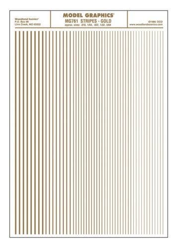 Dry Transfer Stripes - .010, 1/64, .022, 1/32 & 3/64′ Wide -- Gold, ALL, Woodland Scenics 761
