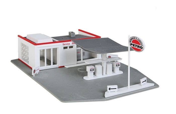Gas Station -- Kit - 5-1/2 x 6-1/4′ 13.9 x 15.8cm, HO, WalthersTrainline 920