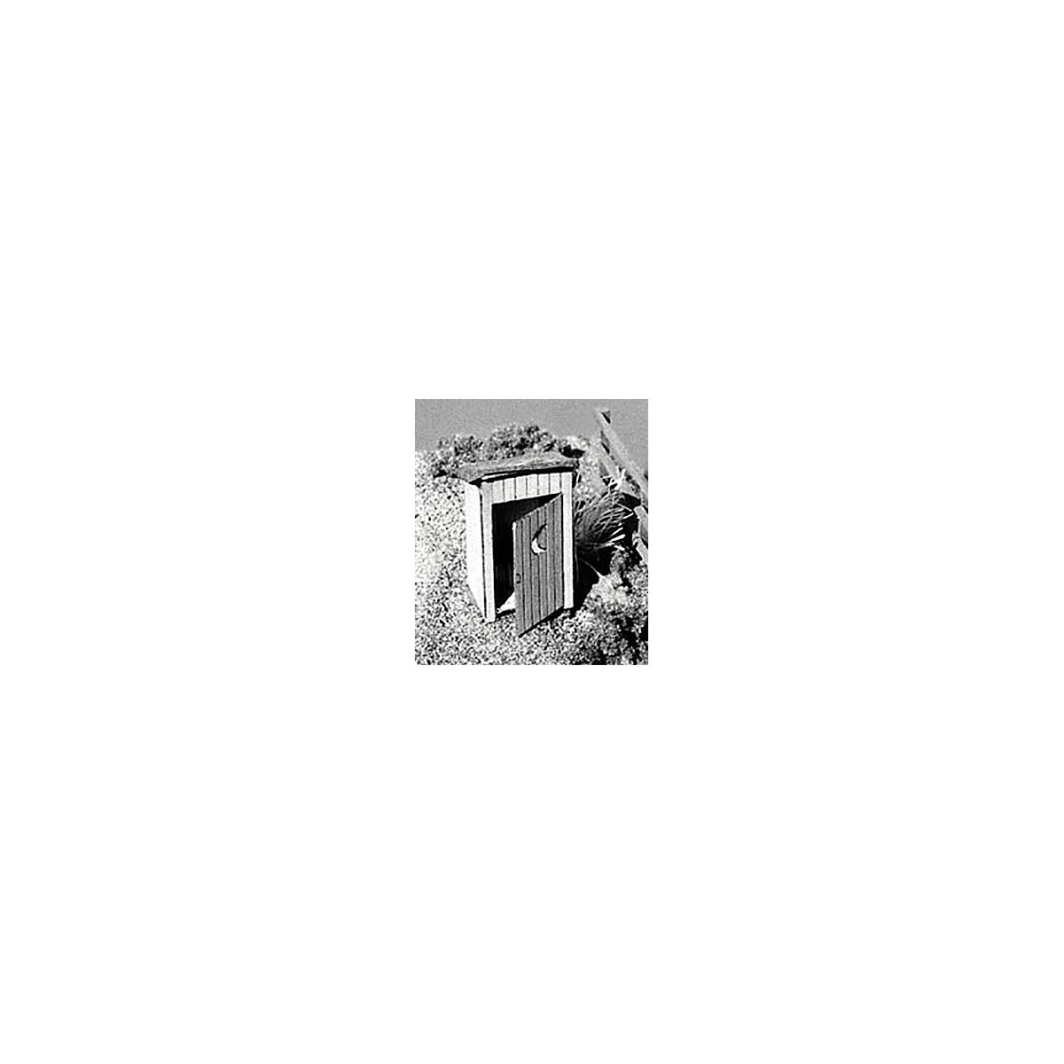 `One Holer` Outhouse Kit pkg(2) -- Standard Type w/Flat Roof Crescent Moon on Positionable Door, HO, B.T.S. 23004