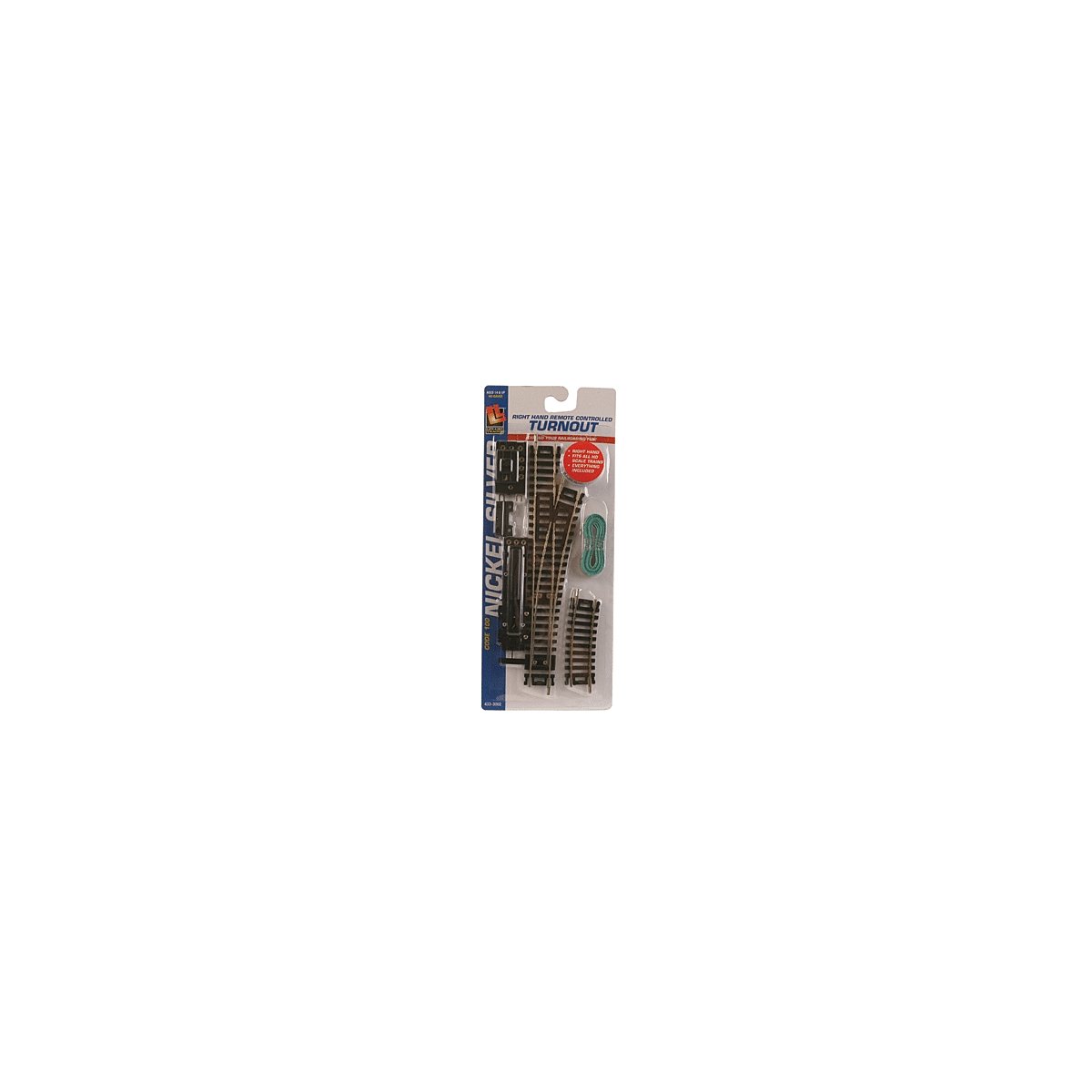 Remote-Controlled 18′ Radius Turnout - Code 100 - Nickel Silver -- Right Hand, HO, Life-Like Products 3002