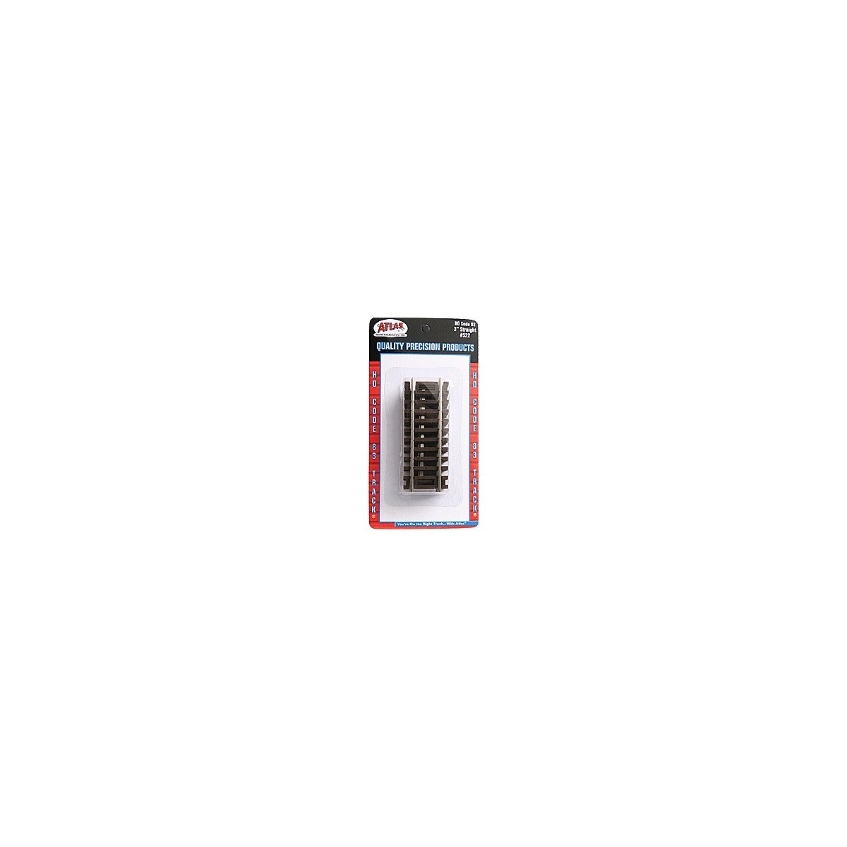 Code 83 Straight Snap-Track(R) -- 3′ 7.6cm pkg(4), HO, Atlas Model Railroad Co. 522