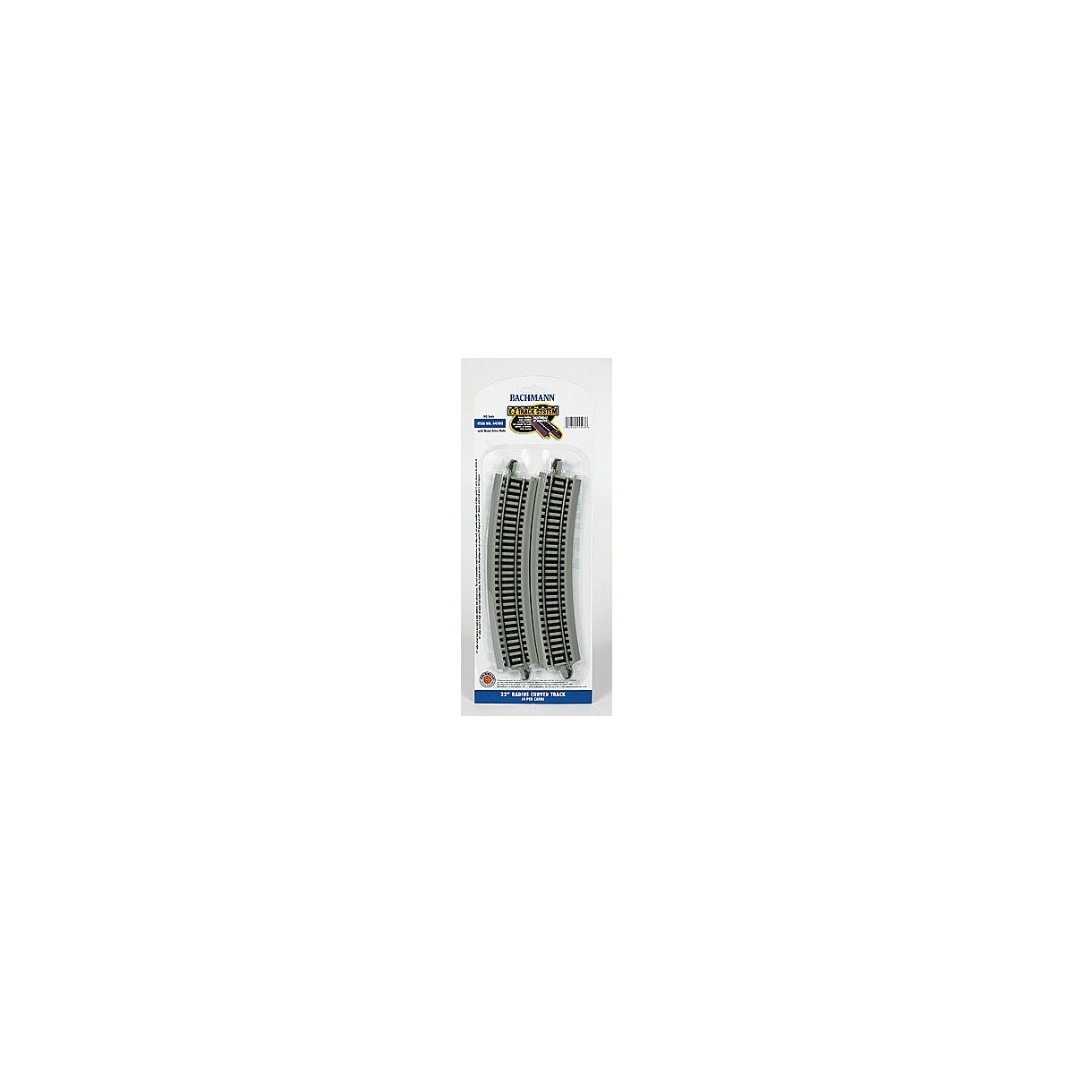 Curved Track w/ Nickel Silver Rail & Gray Roadbed - E-Z Track(R) -- 22′ 55.9cm Radius pkg(4, HO, Bachmann Industries 44503