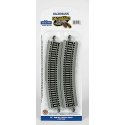 Curved Track w/ Nickel Silver Rail & Gray Roadbed - E-Z Track(R) -- 22′ 55.9cm Radius pkg(4, HO, Bachmann Industries 44503