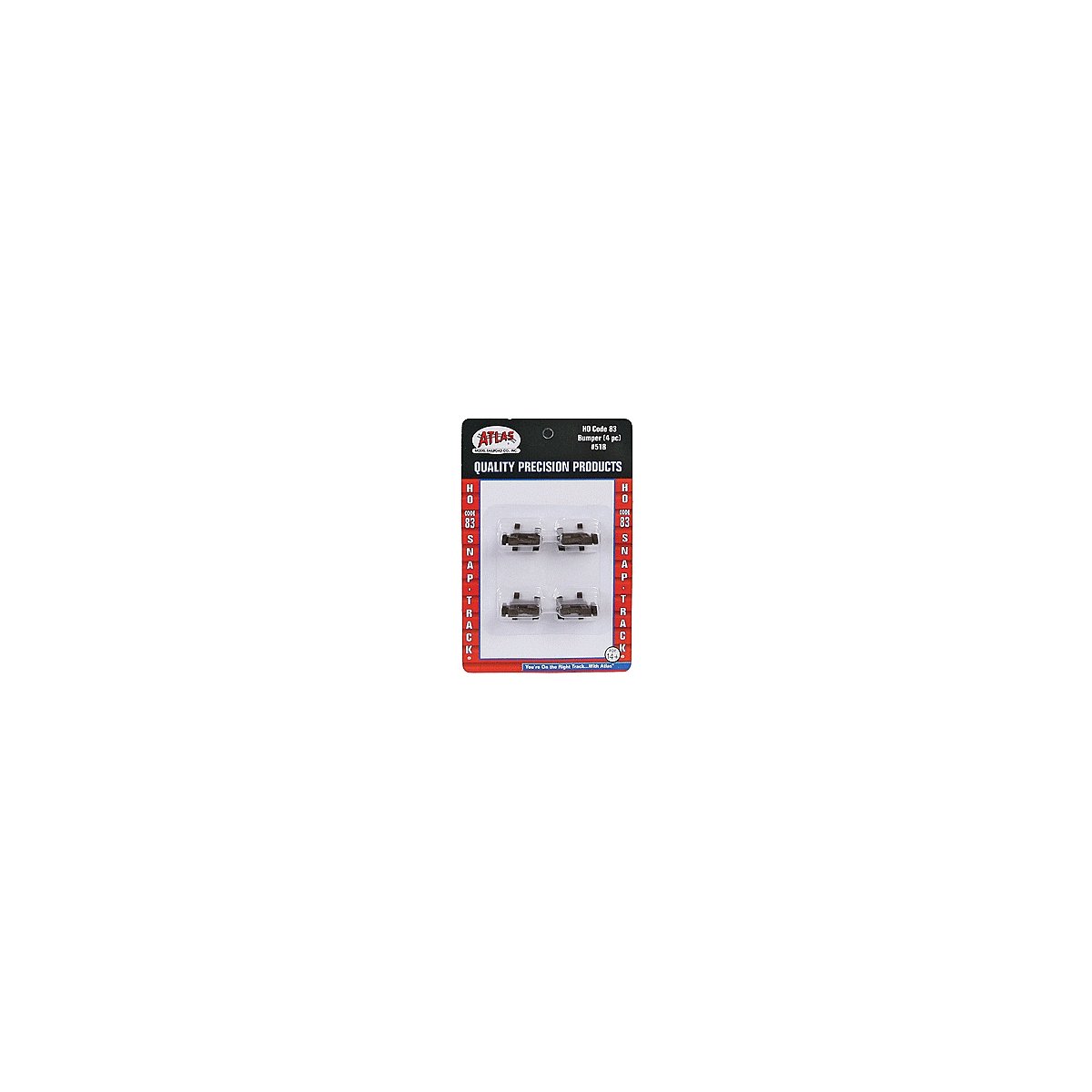 Bumper -- Fits Code 83 Track (Sold Separately) pkg(4), HO, Atlas Model Railroad Co. 518
