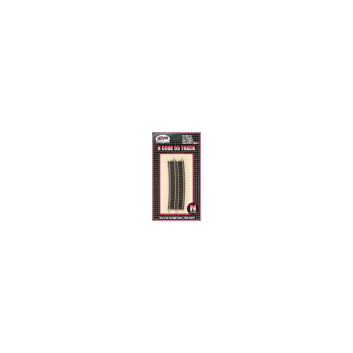 Code 55 Track w/Nickel-Silver Rail & Brown Ties -- 20′ Radius Half Curve pkg(6), N, Atlas Model Railroad Co. 2027