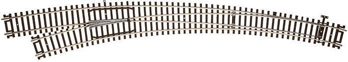 Code 83 Curved Turnout - Customline(R) Mark IV -- Left Hand - Inside Radius 22′, Outside , HO, Atlas Model Railroad Co. 595