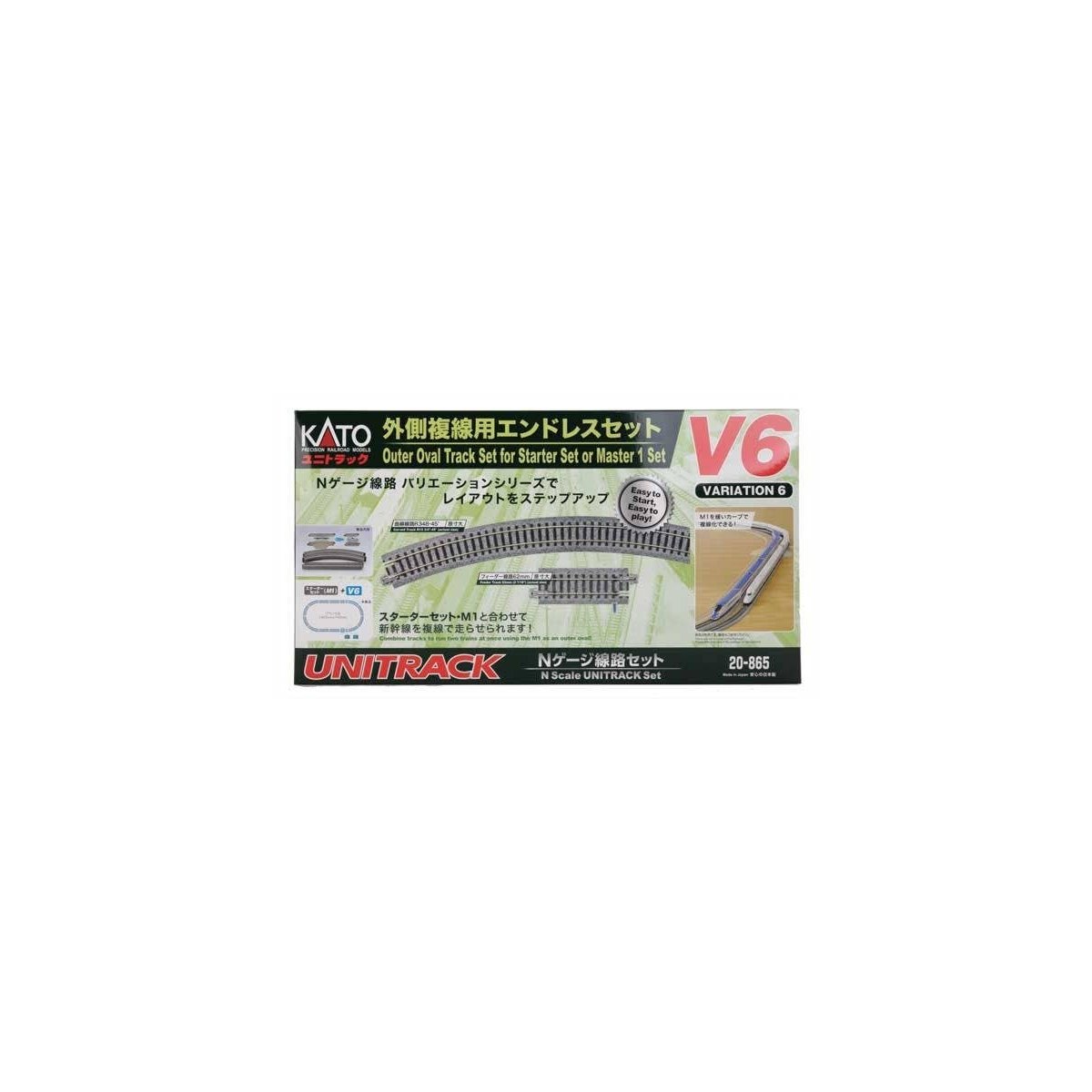 V6 Outer Oval Track Set - Unitrack -- Full Oval with 13-3/4′ 348mm Radius Curves, N, Kato USA Inc 20865