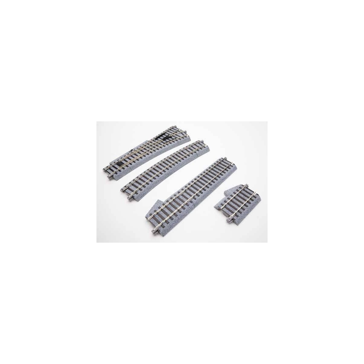 4 Manual Turnout - Unitrack -- Right Hand - 21-5/8′ 550mm 19 Degree Diverging Route, HO, Kato USA Inc 2853