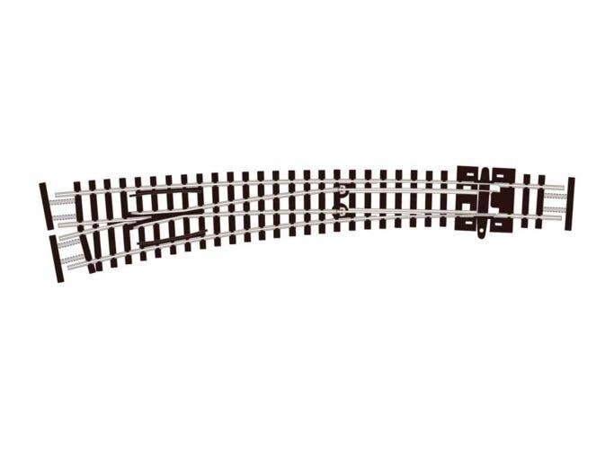 Code 55 Medium Radius Curved Turnout w/ Electrofrog -- Left Hand, N, Peco SLE387F