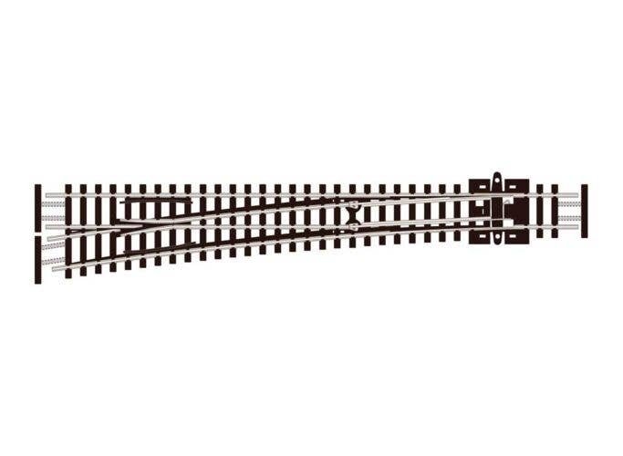 Code 55 8 Turnout, Long 36′ Radius - Electrofrog -- Left-Hand, N, Peco SLE389F