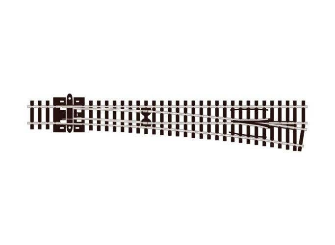 Turnout Right-Hand 8 Code 80, Long, 36′ Radius Diverging Route, Electrofr, N, Peco SLE388