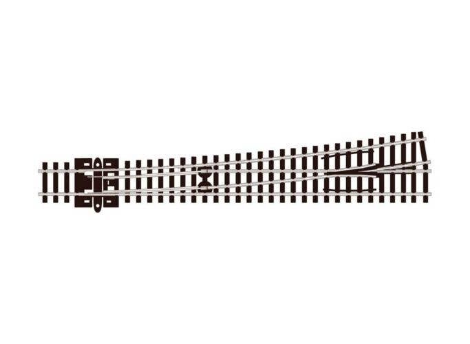 Turnout, Left-Hand 8 Code 80, Long, 36′ Radius Diverging Route, Electrofr, N, Peco SLE389