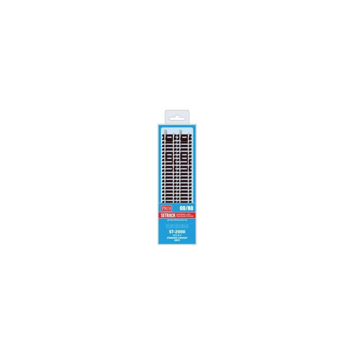 Code 100 Nickel Silver Standard Straight - Setrack -- 15-1/2′ 40cm pkg(8), HO, Peco ST2000