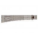Code 55 Medium-Radius Turnout with Wood Ties - Unifrog -- Left Hand, TT, Peco SLU1296